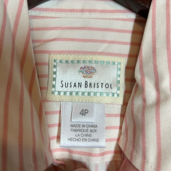 Vintage Susan Bristol Pink Striped Button-Up Shirt - Size 4P NWT NOS - Picture 5 of 9